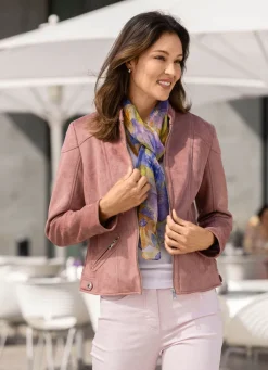 Kurzjacke aus Veloursleder-Imitat