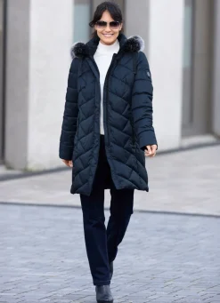 Kurzmantel mit abnehmbarem Kunstpelz-Besatz