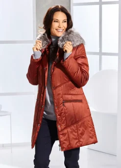 Kurzmantel mit abnehmbarem Kunstpelz-Besatz