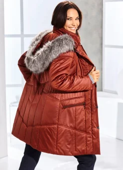 Kurzmantel mit abnehmbarem Kunstpelz-Besatz