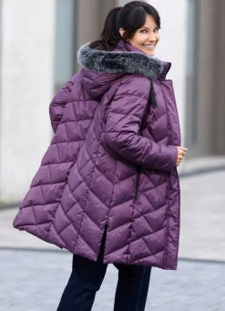 Kurzmantel mit abnehmbarem Kunstpelz-Besatz