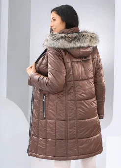 Kurzmantel mit abnehmbarem Kunstpelz-Besatz