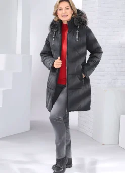 Kurzmantel mit abnehmbarem Kunstpelz-Besatz