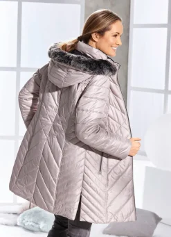 Kurzmantel mit abnehmbarem Kunstpelz-Besatz