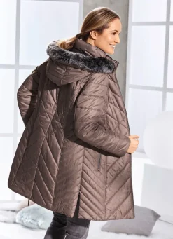 Kurzmantel mit abnehmbarem Kunstpelz-Besatz