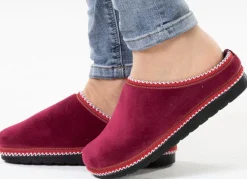 Laurina, klassische Damen-Hausschuhe, Weite G, mit gemusterter Bordüre