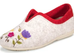 Laurina, klassische Damen-Hausschuhe, Weite G, mit fantasievoller Motiv-Stickerei