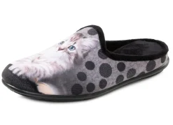 Laurina, klassische Damen-Hausschuhe, mit Katzen-Motiv