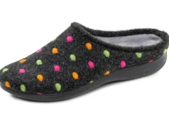 Laurina, klassische Damen-Hausschuhe, mit Pünktchen-Stickerei