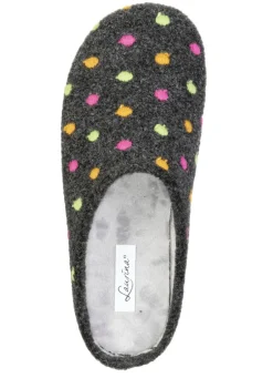 Laurina, klassische Damen-Hausschuhe, mit Pünktchen-Stickerei