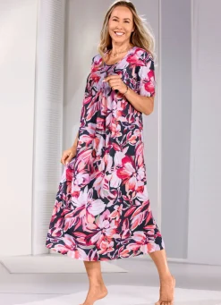 Laurina Nachthemd mit Absteppung und Faltenlegung vorne