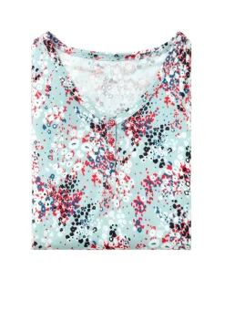 Laurina Nachthemd mit Bordürendruck und Knopfleiste