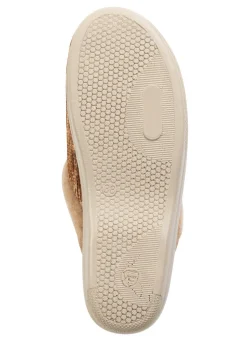 Laurina Pantoffel aus changierendem Cord-Material mit Filzbesatz