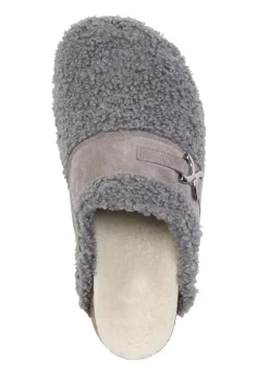Laurina Pantoffel aus weichem Plüsch mit Veloursbesatz