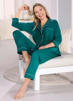 Laurina Schlafanzug, durchgeknöpft und Reverskragen