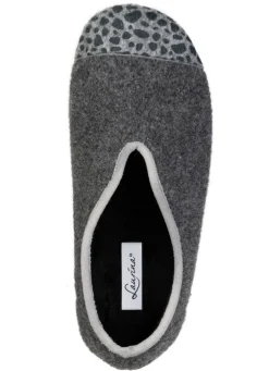 Laurina, trendige Damen-Hausschuhe, Weite H, mit Leo-Druck