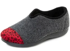 Laurina, trendige Damen-Hausschuhe, Weite H, mit Leo-Druck
