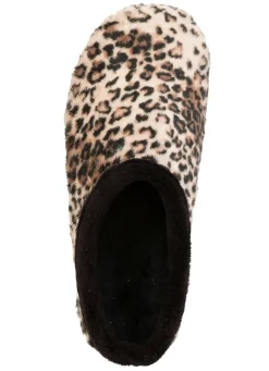 Laurina, trendige Damen-Hausschuhe, mit Leoparden-Dessin