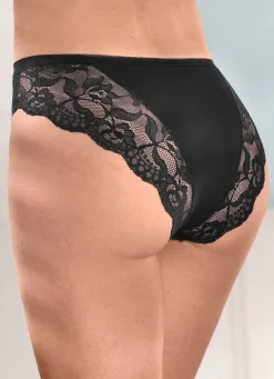 Laurina Viererpack Slips mit floraler Elastikspitze