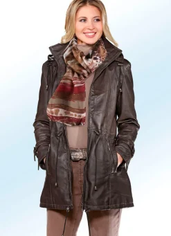 Lederjacke mit abtrennbarer Kapuze