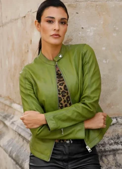 Lederjacke mit Stehkragen