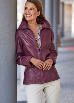 Lederjacke mit Steh-Umlegekragen