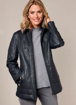 Lederjacke mit Umlegekragen