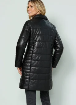 Lederkurzmantel mit Innentasche