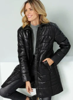 Lederkurzmantel mit Innentasche