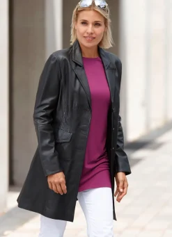 Lederkurzmantel mit Reverskragen