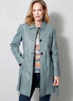 Lederkurzmantel mit Umlegekragen