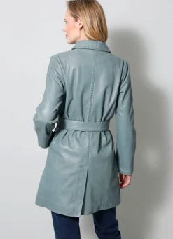 Lederkurzmantel mit Umlegekragen