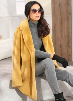 Longjacke aus kuschelweichem Kunstpelz