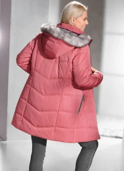 Longjacke mit abnehmbarem Kunstpelz-Besatz