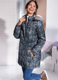 Longjacke mit abnehmbarer Kapuze