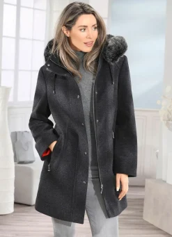Longjacke mit abnehmbarer Kapuze