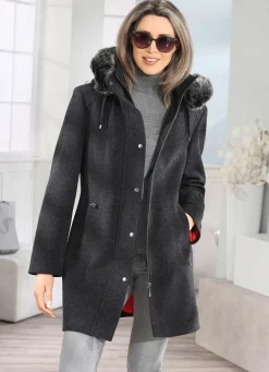 Longjacke mit abnehmbarer Kapuze