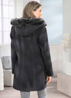 Longjacke mit abnehmbarer Kapuze