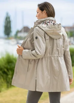 Longjacke mit abnehmbarer Kapuze