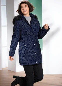 Longjacke mit Raubtierfell-Dessin