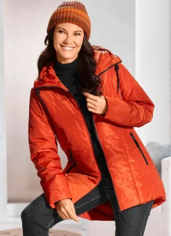 Longjacke mit umschlagbarem Regenschild