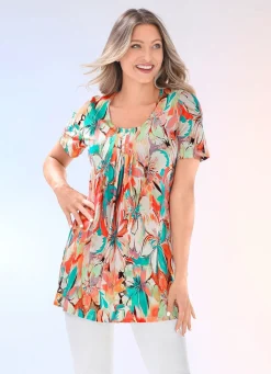 Longshirt mit Faltenlegung am Halsausschnitt in 2 Farben