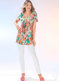 Longshirt mit Faltenlegung am Halsausschnitt in 2 Farben