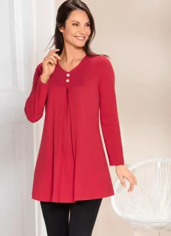 Longshirt mit Kellerfalte im Vorderteil in 2 Farben