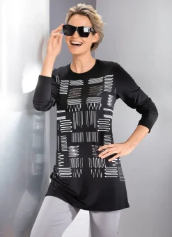 Longshirt mit kontrastfarbenem Druck