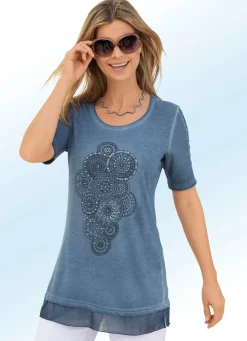 Longshirt mit Spitzeneinsatz an den Ärmeln in 3 Farben