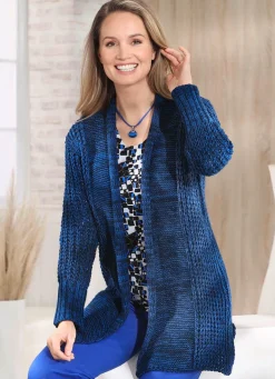 Long-Strickjacke aus Melangegarn