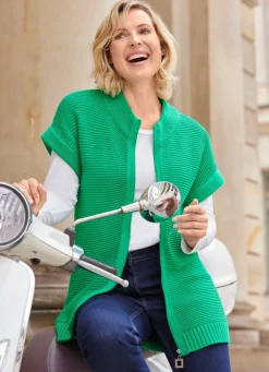 Long-Strickweste mit Alloverstruktur