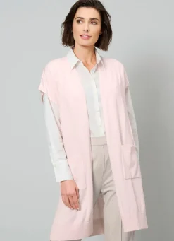 Long-Strickweste mit Kaschmir