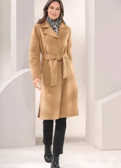 Mantel mit Gürtel und verdeckter Druckerleiste